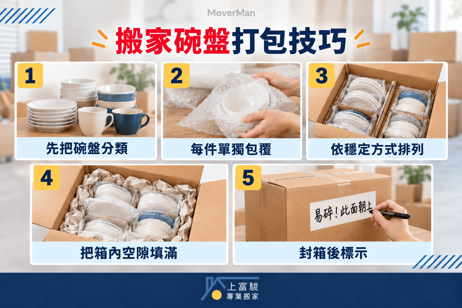 搬家碗盤打包技巧